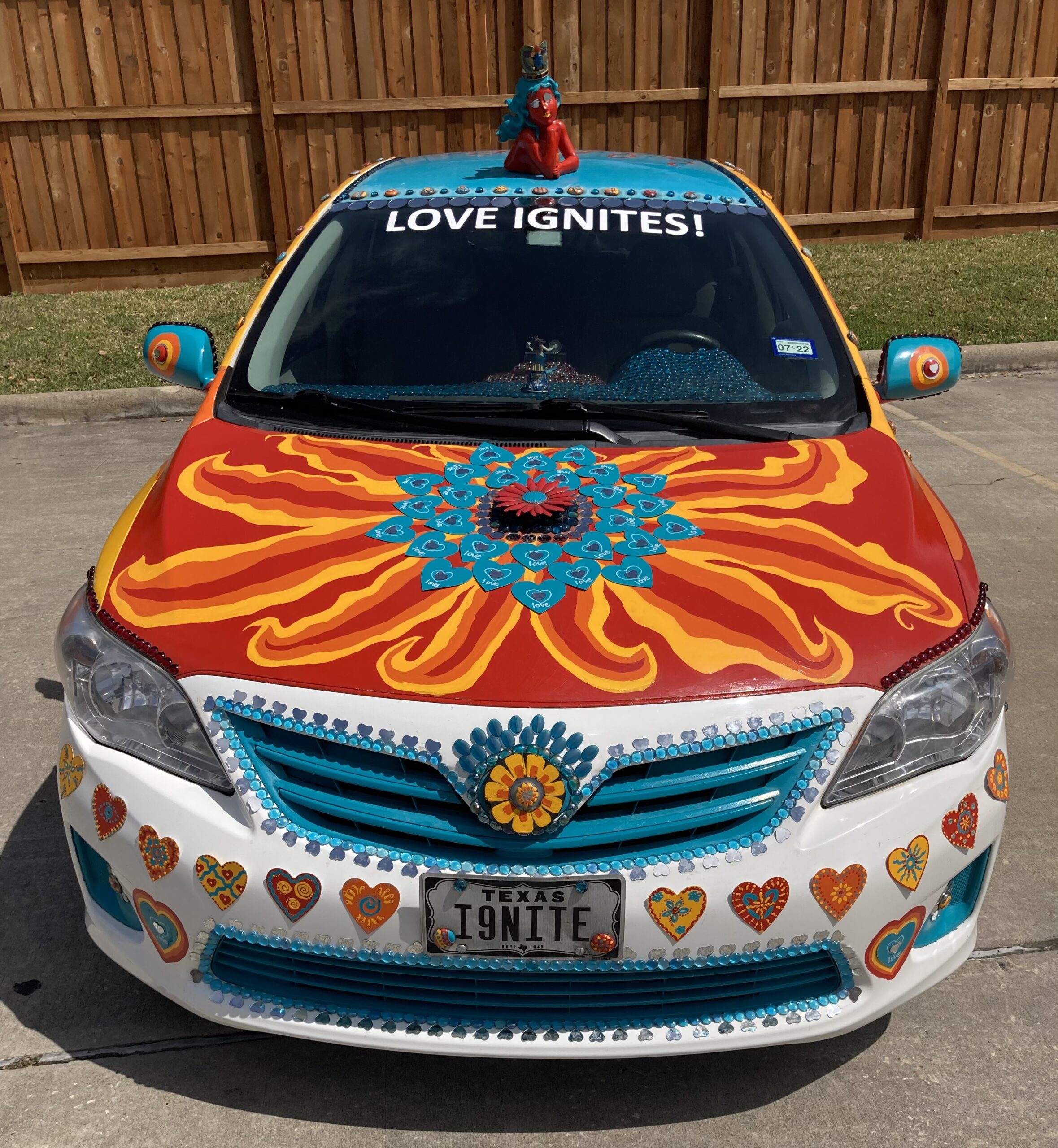 Sarah Gish's fourth art car <em>LOVE IGNITES!</em> is a creative labor of love. (Photo by Sarah Gish)