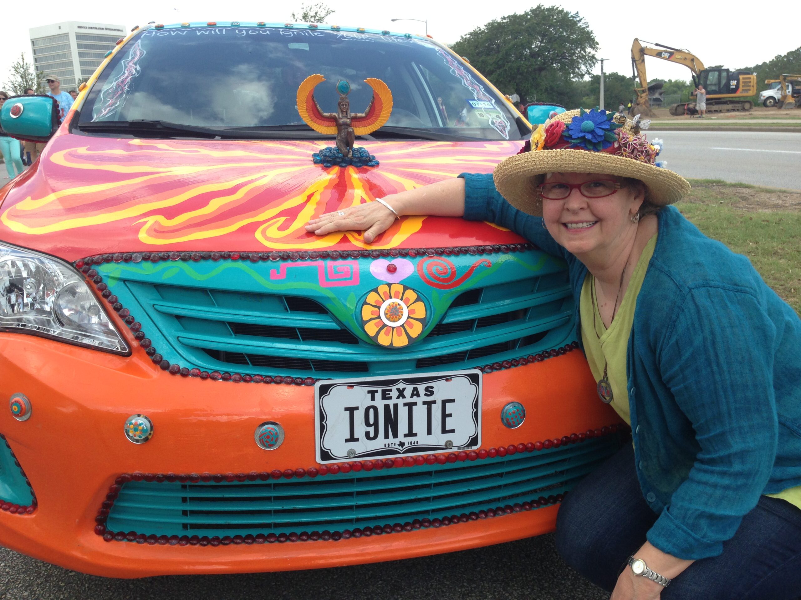 Grill art us featured on the <em>Phoenix Rising</em> art car, created by Sarah Crawford. (Photo by Sarah Gish)