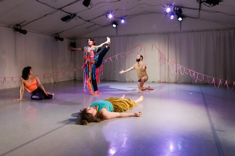 (Left to right) Allie Hankins, John Niekrasz, Emily Jones and (foreground) Helen Spencer-Wallace, performing Emma Lutz-Higgins’ "You Make Me Sick". Photo: Chelsea Petrakis.