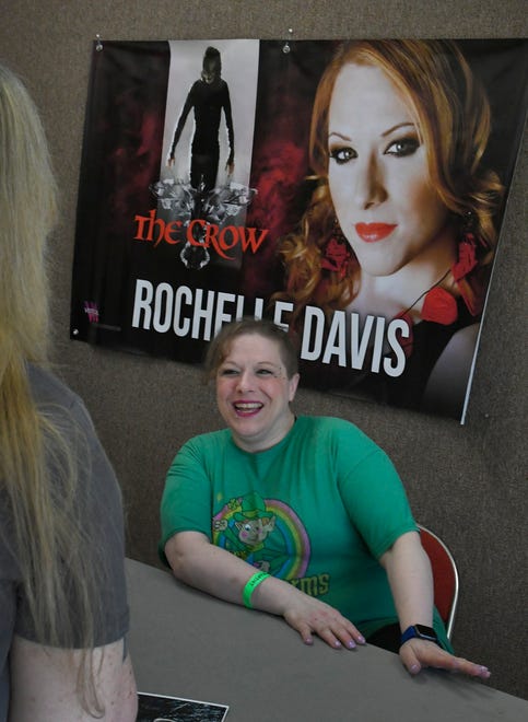 Actress Rochelle Davis, whose films include The Crow from 1994. The Melbourne Toy and Comic Con was held Sunday, April 14 at the Melbourne Auditorium. The colorful event featured over 60 vendors, popular comic book artists, cosplayers, contests, panels, and several Hollywood guests.