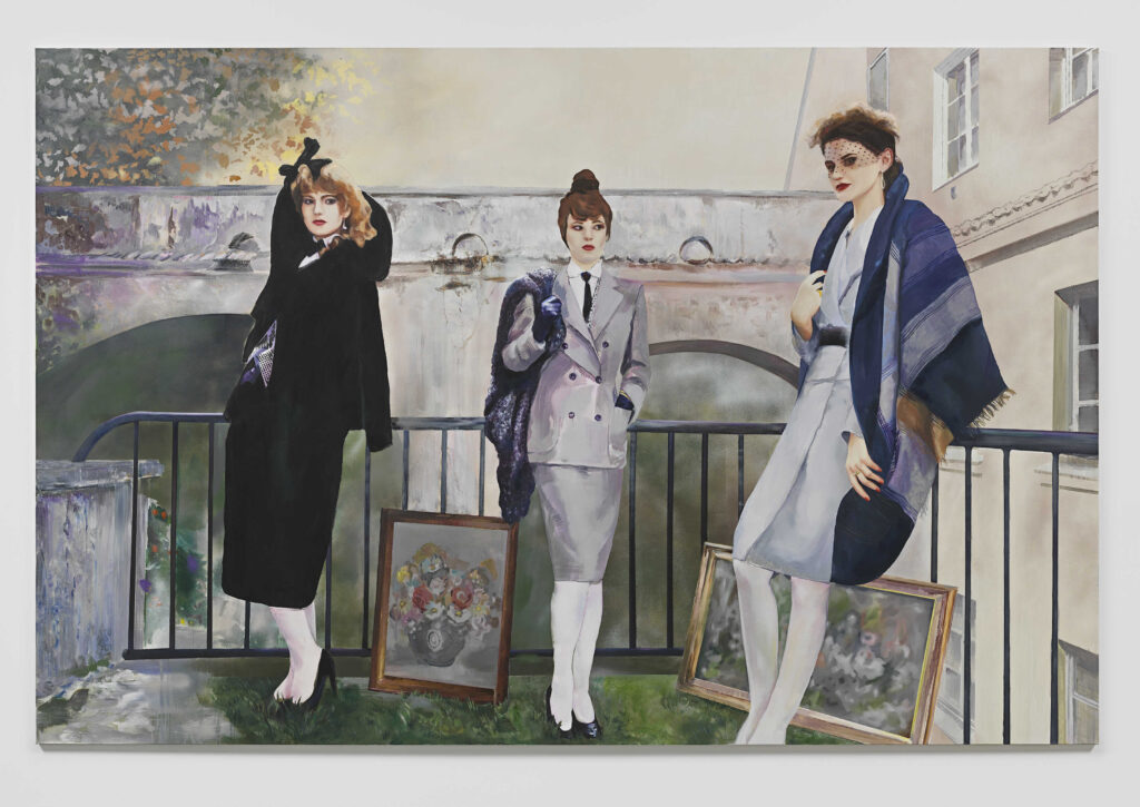 Paulina Ołowska, Artist's Flea Market, 2021, oil on canvas, 220 cm × 335 cm (86-5/8" × 10' 11-7/8") © Paulina Olowska, courtesy Pace Gallery