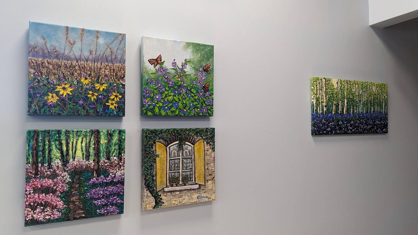 The Curator’s Café in Joliet will showcase local artists on its walls for two months at a time. The current exhibit features the work of Cathy Amos.