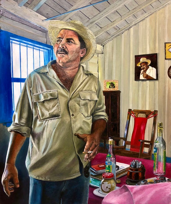 "El Granjero de Tabaco" was one of four paintings by Jill Alexander of Wall that were stolen during an art show in Denver.