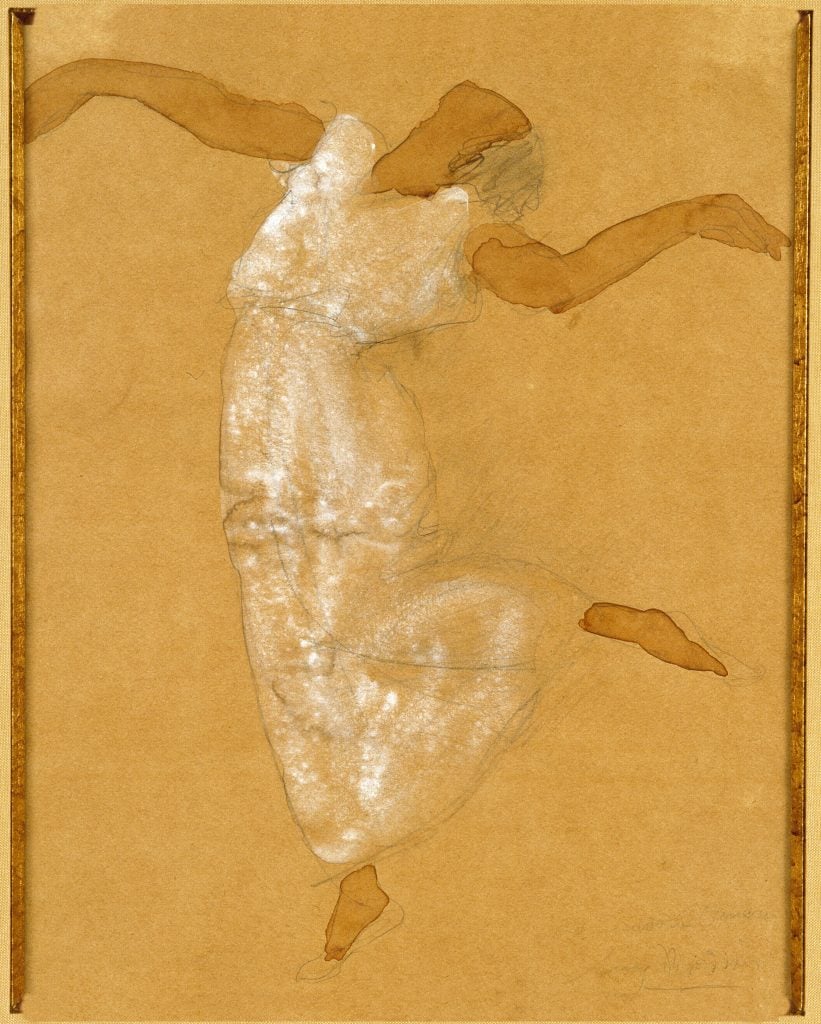 A drawing of dancer Isadora Duncan by Rodin