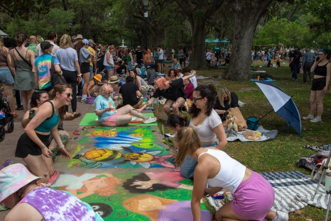 SCAD Sidewalk Arts Festival participants having fun, on April 27, 2024, in Savannah, GA.
