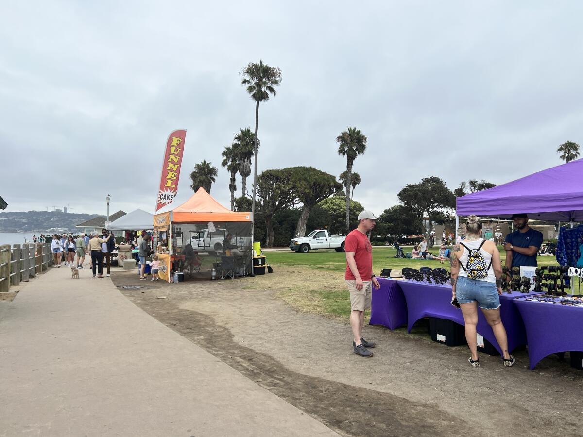 Vendors line up at Scripps Park in La Jolla in August 2022.