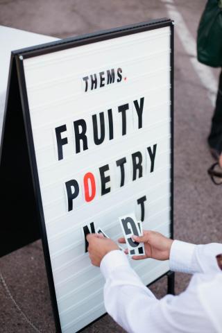 Fruity Poetry Night sign