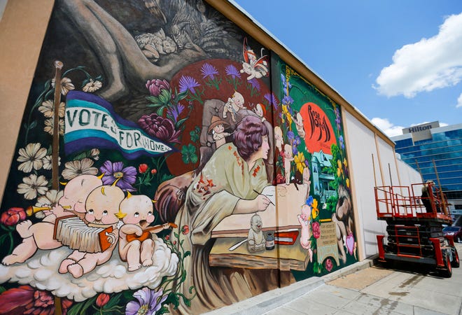 Missouri artists are painting a 21-by-28-foot mural dedicated to Rose O'Neill on the southside of the Branson Centennial Museum in downtown Branson. The mural painted by local artists Christine Riutzel, Delanie Johnson and Mary Evelyn Tucker, is expected to be done in May.
