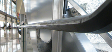 steel handrails in the terminal