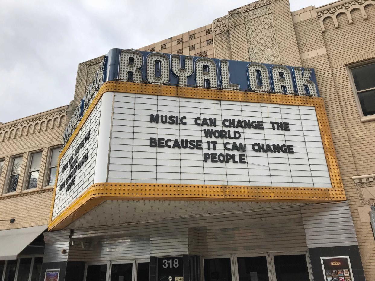 The marquee at the Royal Oak Music Theatre. March 20, 2020.