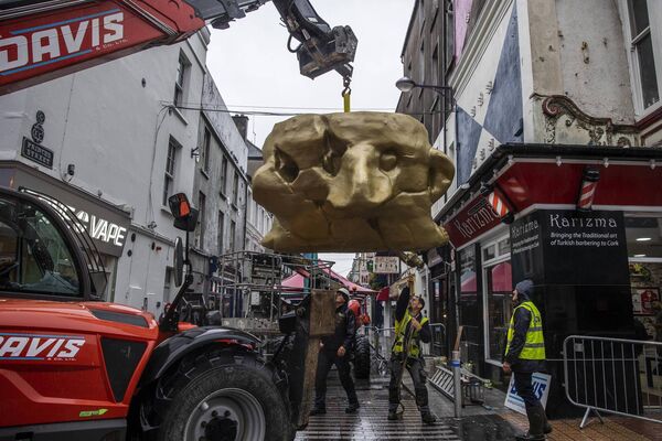 The installation of  ‘The Face Cup’ by artist Fiona Mulholland . Picture: Clare Keogh