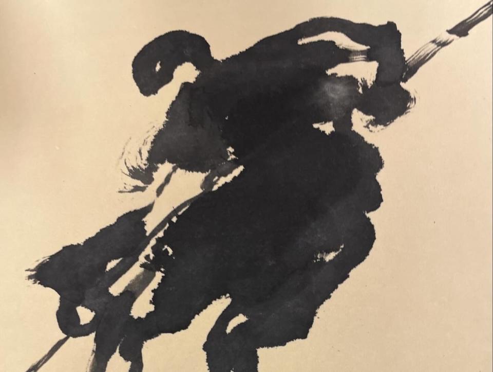 Liu has experimented with eastern and western styles of art in his paintings, including contemporary ink works like this one.
