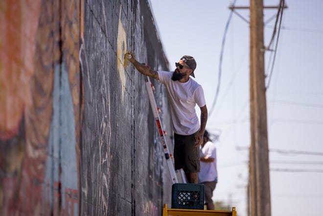 International, national and local El Paso artists gather to paint during Memorial Day weekend at the 2024 Borderland Jam public graffiti art show at Segundo Barrio in El Paso.