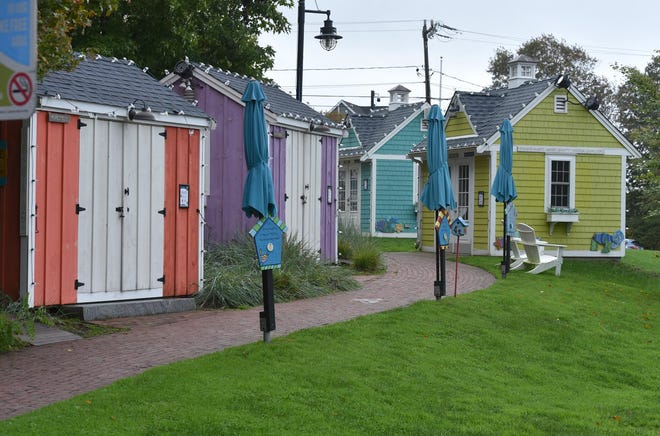 Artists shanties at Harbor Overlook off South Street in Hyannis behind town hall.