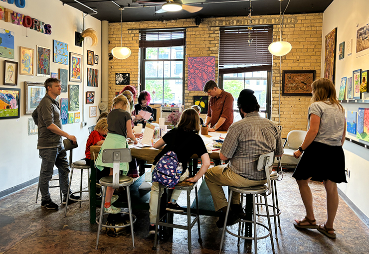 Visitors in the Avivo ArtWorks studio during Art-A-Whirl in Northeast Minneapolis.