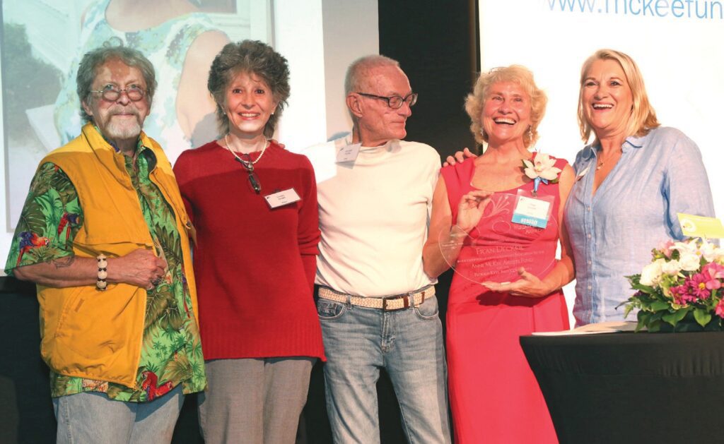 Artist Fran Decker, second from right, is pictured accepting the 2019 Anne McKee Artists Fund Miriam B. Good Award for those who embody the Fund’s mission of “artists helping artists.”