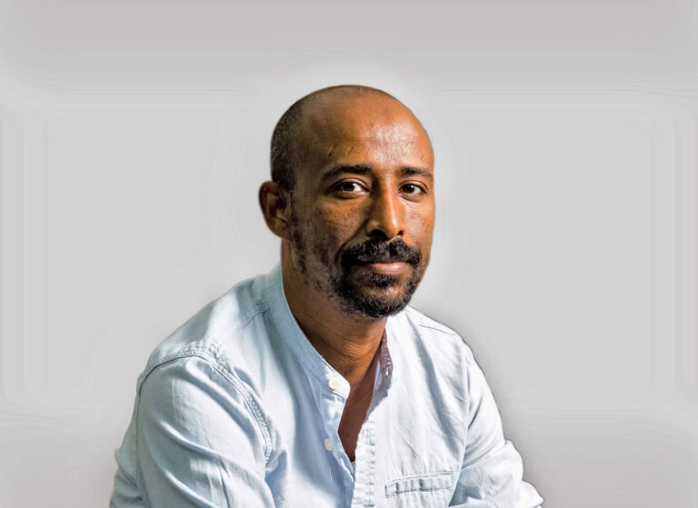 Ethiopian Israeli artist Moshe Tarka. Photo by Gidon Agaza 