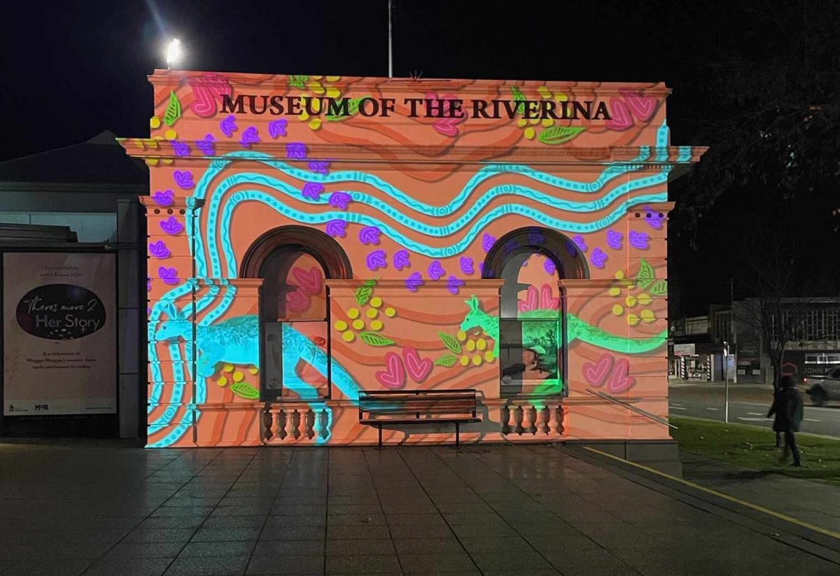 First Nations artist Sarah Levett and local animator Alice Peacock delivered projections for this year's Festival of W. 