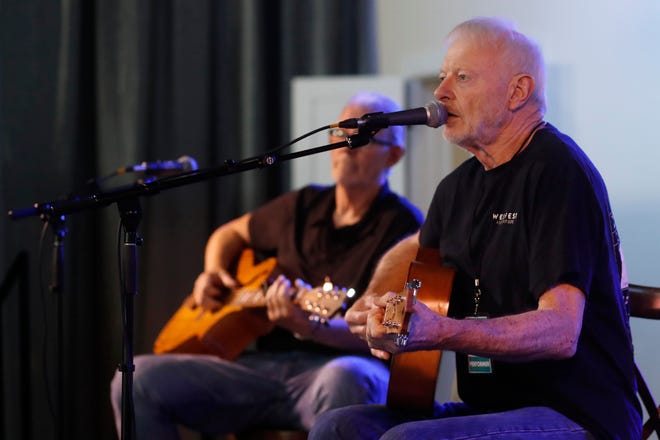 Rick Fowler Acoustic Band performing at FoxSaid Festival at the Cotton Press in Athens, Ga., on Saturday, July 27, 2024. The art and music festival featured interactive art with a number of local artists and raised money for art education in local schools.