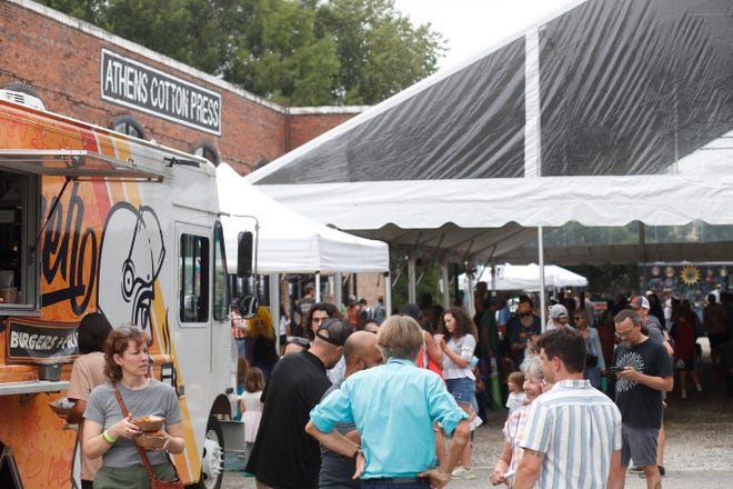 The crowd at FoxSaid Festival at the Cotton Press in Athens, Ga., on Saturday, July 27, 2024. The art and music festival featured interactive art with a number of local artists and raised money for art education in local schools.