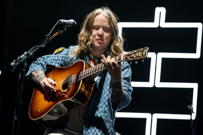 Billy Strings performs at Bridgestone Arena in Nashville, Tenn., Friday, Feb. 24, 2023.