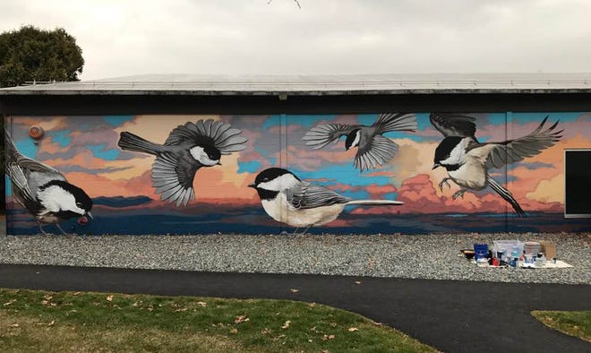 Scott Boilard shared a photo of "Chickadees," a mural he painted in West Boylston as a private commission.