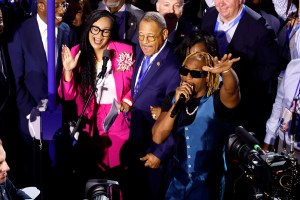 CHICAGO, ILLINOIS - AUGUST 20: Rapper Lil Jon (R) performs with the Georgia delegation during the Ceremonial Roll Call of States on the second day of the Democratic National Convention at the United Center on August 20, 2024 in Chicago, Illinois. Delegates, politicians, and Democratic Party supporters are gathering in Chicago, as current Vice President Kamala Harris is named her party's presidential nominee. The DNC takes place from August 19-22. (Photo by Chip Somodevilla/Getty Images)